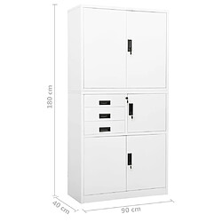 vidaXL Armoire de bureau Blanc 90x40x180 cm Acier pas cher