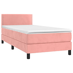 Acheter Sommier à lattes LED,Cadre à lattes de lit avec matelas pour Adulte Rose 90x200 cm Velours -MN54330