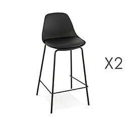 Mes Lot de 2 tabourets de bar H65 cm noir - ADRYA