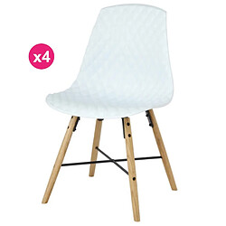 Lot de 4 Chaises Polypropylène Blanc Piétement Chêne Vigi KosyForm