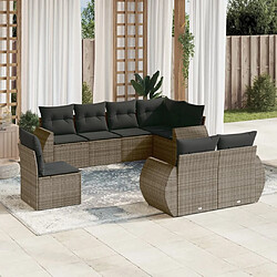 vidaXL Salon de jardin 8 pcs avec coussins gris résine tressée 