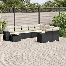 Maison Chic Salon de jardin 10 pcs avec coussins | Ensemble de Table et chaises | Mobilier d'Extérieur noir résine tressée -GKD24974