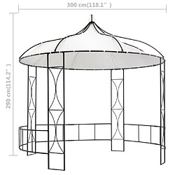 vidaXL Belvédère 300 x 290 cm Blanc Rond pas cher