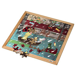 Educo Puzzle en Bois - Puzzle de la météo extrême - Pluie (64) - jeu Montessori 