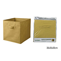 Toilinux Lot de 6 cubes de rangement pliables en tissus avec poignée - 30x30x30cm - Jaune Ananas