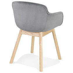 Acheter Alterego Chaise avec accoudoirs 'FRIDA' en velours gris et pieds en bois naturel