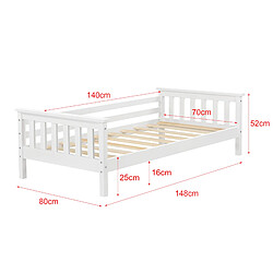 Avis Lit d'Enfant Design Cadre Stylé Structure Solide Capacité de Charge 50 kg Bois de Pin Contreplaqué 140 x 70 cm Blanc Mat Laqué [en.casa]