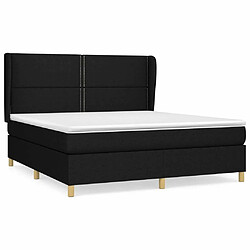 Maison Chic Structures de lit + matelas,Lit à sommier tapissier avec matelas Noir 180x200 cm Tissu -MN96273