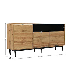 Universal Buffet moderne en bois, trois portes et étagères, 160*35*76 cm Bois Naturel