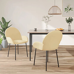 vidaXL Chaises à manger lot de 2 Crème Velours 