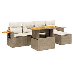 vidaXL Salon de jardin avec coussins 6 pcs beige résine tressée