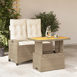 Maison Chic Ensemble à manger d'extérieur 2 pcs avec coussins,Salon de jardin,Mobilier de jardin beige poly rotin -GKD303577