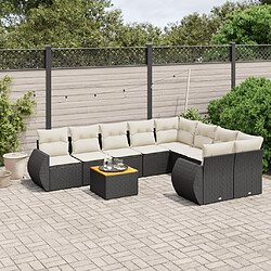 Maison Chic Ensemble Tables et chaises d'extérieur 9 pcs avec coussins,Salon de jardin noir résine tressée -GKD292421