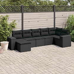 Maison Chic Ensemble Tables et chaises d'extérieur 7pcs avec coussins,Salon de jardin noir résine tressée -GKD728364