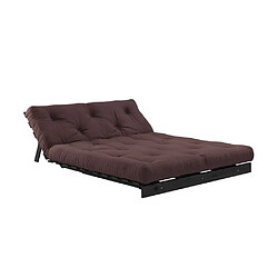 Acheter Inside 75 Canapé convertible futon ROOTS pin laqué noir matelas 140 x 200 cm coloris marron