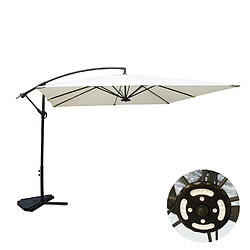 Concept Usine Parasol LED déporté carré 3x3m écru SOLENZARA LED 