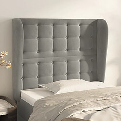 Maison Chic Tête de lit scandinave avec oreilles,meuble de chambre Gris clair 103x23x118/128 cm Velours -MN20074