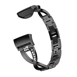 Wewoo Bracelet en acier avec métal serti de diamants forme X pour Fitbit Charge 3 (noir)