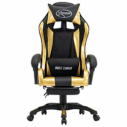 Maison Chic Fauteuil de jeux vidéo avec repose-pied,Fauteuil Gamer du Bureau Doré et noir Similicuir -MN35494