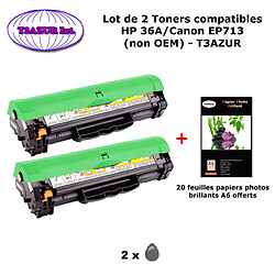 2 Toners génériques Canon EP713 pour imprimante Canon i-Sensys LBP3250, CRG-713 + 20f papiers photos A6 -T3AZUR