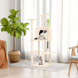 vidaXL Arbre à chat avec griffoirs en sisal Crème 144,5 cm