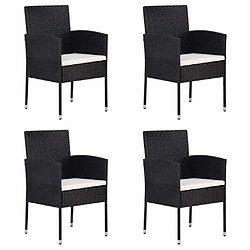 Maison Chic Lot de 4 Chaises de jardin,Fauteuil d'extérieur Résine tressée Noir -MN70389