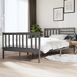 vidaXL Cadre de lit Gris Bois massif 140x190 cm