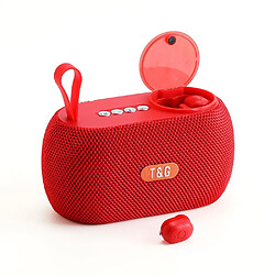 Yonis Enceinte Bluetooth 2-en-1 & Oreillette Sans Fil Enceinte Bluetooth 2 En 1 + Écouteur Sans Fil Immersion Sonore TWS FM Rouge YONIS