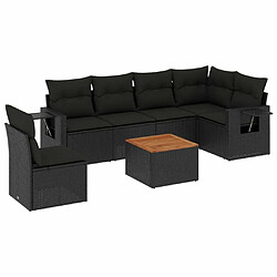 Maison Chic Ensemble Tables et chaises d'extérieur 7pcs avec coussins,Salon de jardin noir résine tressée -GKD243041