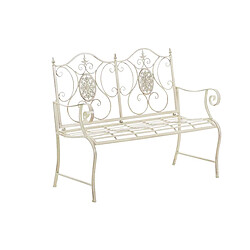 Decoshop26 Banc de jardin balcon terrasse style rustique largeur 116 cm en métal crème vieilli 10_0002926