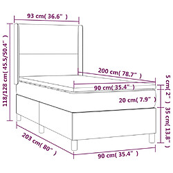 vidaXL Sommier à lattes de lit et matelas Gris clair 90x200 cm Velours pas cher