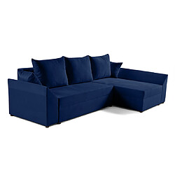 Bestmobilier Mike - canapé d'angle réversible - 4 places - convertible avec coffre - en velours Mike - canapé d'angle réversible - 4 places - convertible avec coffre - en velours - Bleu marine