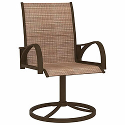 Maison Chic Lot de 2 Chaises pivotantes de jardin - Fauteuil d'extérieur Textilène et acier Marron -MN66465