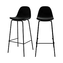 Rendez Vous Deco Chaise de bar Henrik en velours noir 75 cm (lot de 2) 