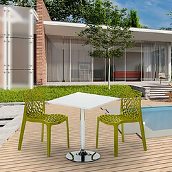 Grand Soleil Table Carrèe Blanc + 2 Chaises Colorées