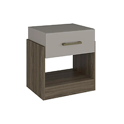 Vente-Unique Table de chevet 1 tiroir et 1 niche - Coloris : Taupe et marron - BODIL II