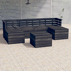 Maison Chic Salon palette de jardin 7 pcs,Table et Chaises d'extérieur,Mobilier de jardin,Table et Chaises d'extérieur,Mobilier de jardin Bois de pin massif Gris foncé -MN58195