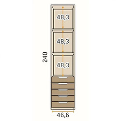 Inside 75 Armoire 250,4 x 240 5 portes 5 tiroirs caisse Habana façade Habana Blanc laquée pas cher