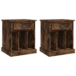 Maison Chic Lot de 2 Tables de chevet,Table de nuit,Table d'appoint pour salon chêne fumé 43x36x50 cm -MN14287