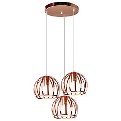 Stoex Moderne Lustre Suspension Vintage Design Cage Métal Fer avec 3 Douille Edison E27 Luminaire pour Restaurant Cuisine Salon Chambre (Or rose) 