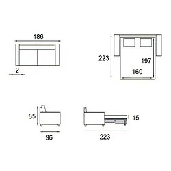 Inside 75 Canapé compact convertible avec tête de lit PLAZA matelas 16cm système express 160cm tweed taupe pas cher