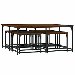 Maison Chic Ensemble de 5 Tables basses gigognes,Table Console pour salon chêne marron bois d'ingénierie -MN78915