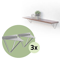 ML DESIGN MODERN LIVING 6x Support étagère d'angle triangle en métal gris avec vis 160 mm fixation mural