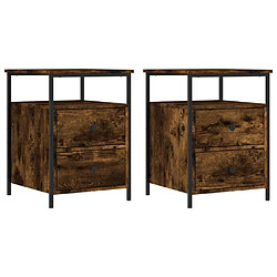 Maison Chic Lot de 2 Tables de chevet,Table de nuit,Table d'appoint pour salon chêne fumé 44x45x60 cm bois ingénierie -MN46261