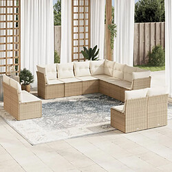 vidaXL Salon de jardin 11 pcs avec coussins beige résine tressée 