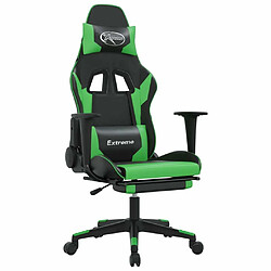 Maison Chic Chaise de jeu, Chaise gaming de massage et repose-pied, Fauteuil gamer,Chaise de Bureau Noir et vert Similicuir -GKD33843