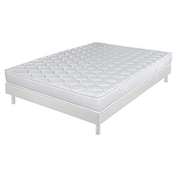 Ebac Matelas + sommier 160x200 Mousse - Decokit - Soutien medium - Sommier démonté - Blanc