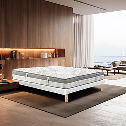 LUXURY LITERIE Ensemble matelas ViscoPlus 90x190 cm + sommier blanc ep 13cm •Dimensions du couchage: 90x190 cm •Type de matelas: Mousse, memosoft100 •Epaisseur du matelas: 26 cm •Matelas livré roulé compressé •Traitement de protection: Anti-acarien, Anti-bactérien, Hypoallergénique •Revêtement-Coutil certifié Oeko-tex® - 1 Sommie