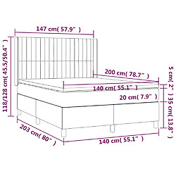 Acheter vidaXL Sommier à lattes de lit matelas LED Gris foncé 140x200 cm Tissu