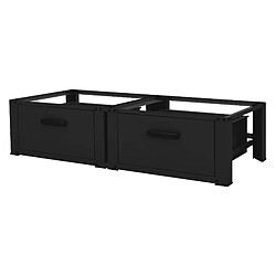 ML-Design Socle machine à laver double avec tiroirs base sèche-linge noir 150 kg/support ML-Design Support pour Machine à Laver Double avec 2 Tiroirs Coulissants, Noir, 128x53,5x31,5 cm, Socle avec 2 Compartiments 2x150 kg, Acier, Base de Lave-Linge, Sous-armoire, Plateforme Haut 31,5 cm